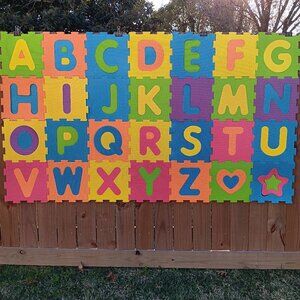 28 Colorful Interlocking Foam Detachable Letter Puzzle Pieces 12.5" x12.5"